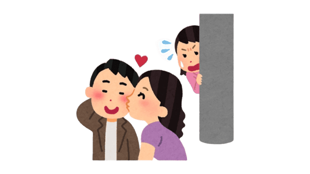 夫（妻）の浮気を疑う女性のイラスト。浮気調査では証拠がないまま問い詰めず、まず事実確認を行うことが重要です。