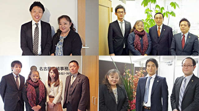 早瀬晋平弁護士・國田武二郎弁護士・佐橋祐策弁護士・鈴木隆弘弁護士・山﨑由紀子弁弁護士・鵜飼大弁護士・北川英佑弁護士と加藤なぎさ代表の写真